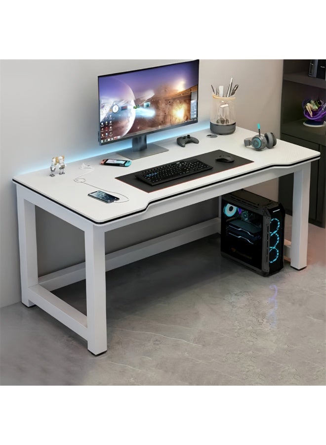  CityRiya-Long مكتب كمبيوتر، مكتب ألعاب، مكتب مكتب منزلي 120 سم، طاولة ألعاب الكمبيوتر الشخصي، طاولة دراسة كتابة الطلاب، طاولة كمبيوتر محمول بسيطة، محطات عمل كبيرة للمكتب (أبيض) - Image 4