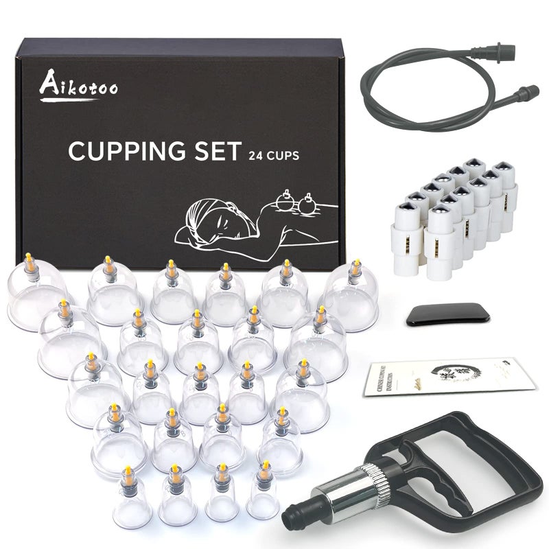 AIKOTOO AIKOTOO Cupping Set Massage Therapy Cups Cupping Kit for Body Cellulite 24 Suction Cups