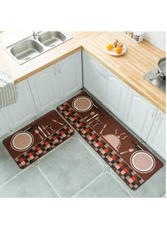 Y&D Bestdeal decorative kitchen rugs 2 pieces non-slip rubber backing doormat runner area mats sets (40X60+40X120cm) 