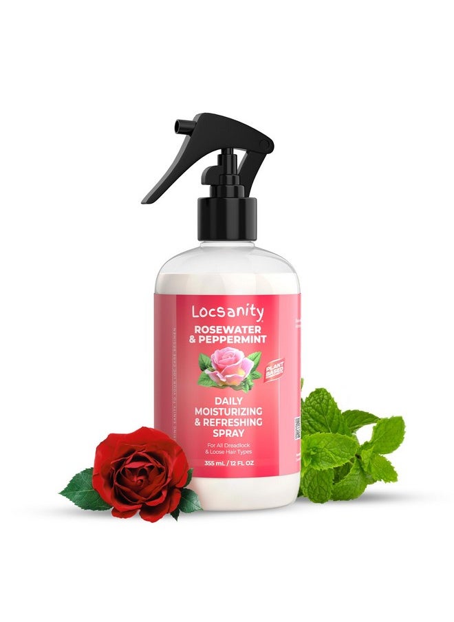 Locsanity Locsanity Daily Moisturizing Refreshing Spray for Locs, Dreadlocks - Rose Water and Peppermint Hair Scalp Moisturizer, Dreadlock Spray - Natural Loc Care and Maintenance (12oz)  - Image 1