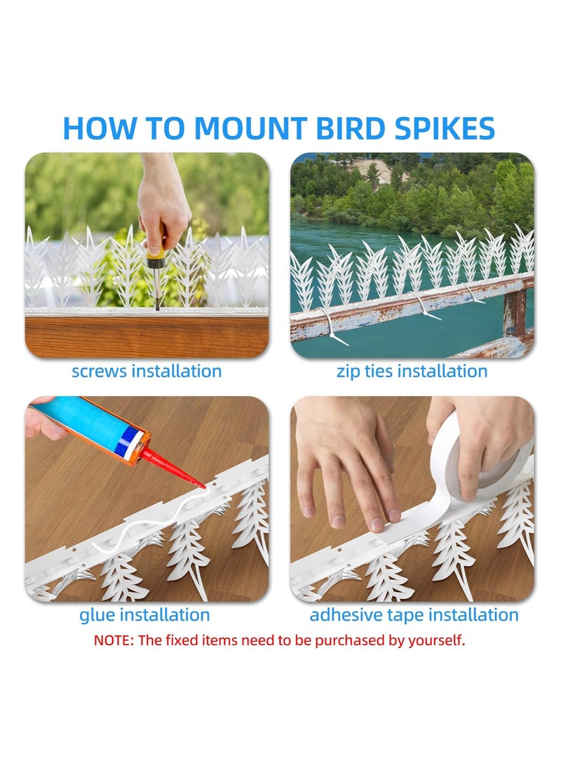 Zikra 6 Pack Bird Defender Spikes Kit - Disd Plastic Anti-Bird Spikes for Pigeons and Small Birds, Ideal for Railing and Roof Covers, 5.7 Feet (174cm) Outdoor Protection. - Image 5