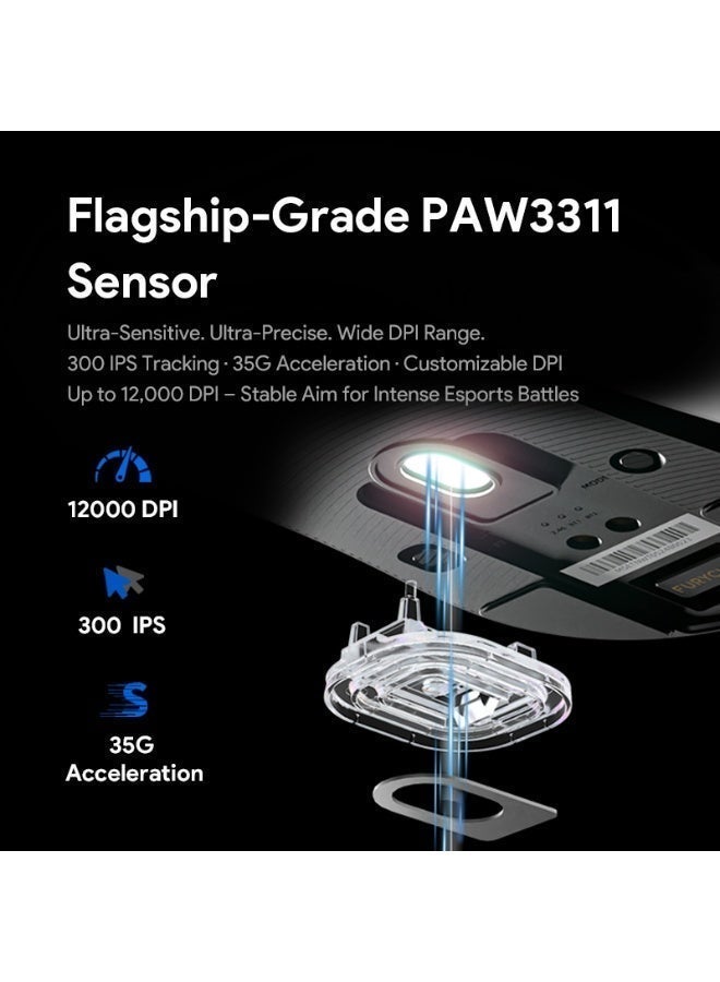 مكعب غاضب ماوس الألعاب اللاسلكي G9 Pro، ماوس رياضات إلكترونية خفيف الوزن مزود بشاشة رقمية، ويحتوي على مستشعر PAW3311 بدقة تصل إلى 22000 نقطة في البوصة (DPI)، مناسب للحاسوب الشخصي/اللابتوب/الألعاب/المكتب. - Image 4
