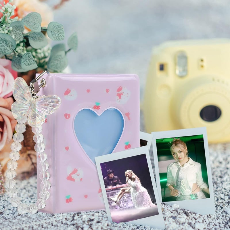 CCINEE 2Pcs Kpop Photocard Holder Book, Mini Kpop Photo Album with Crystal Pendant and Cute Stickers Love Heart Hollow Kpop Photocard Binder Id Holder 40 Pockets Collect Book Kpop (Bear & Cat) - Image 5