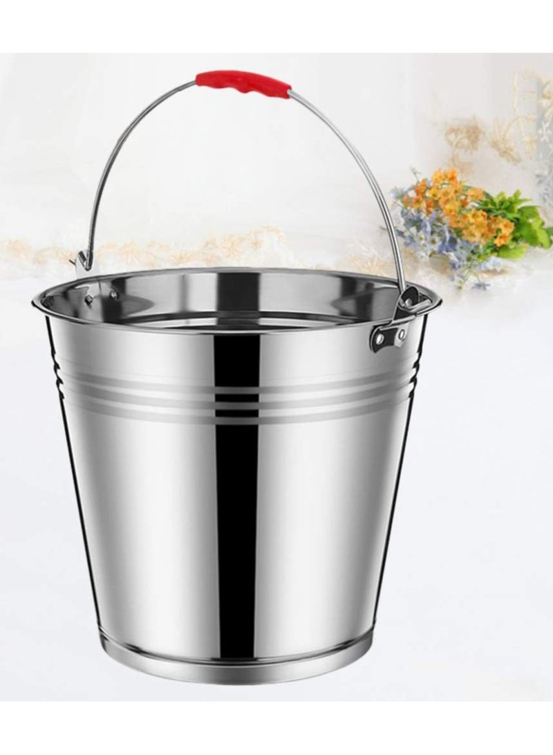 DubaiGallery Stainless Steel Bucket with Handle Water Cleaning Champagne Wine Beer Icebox Garden - Image 1