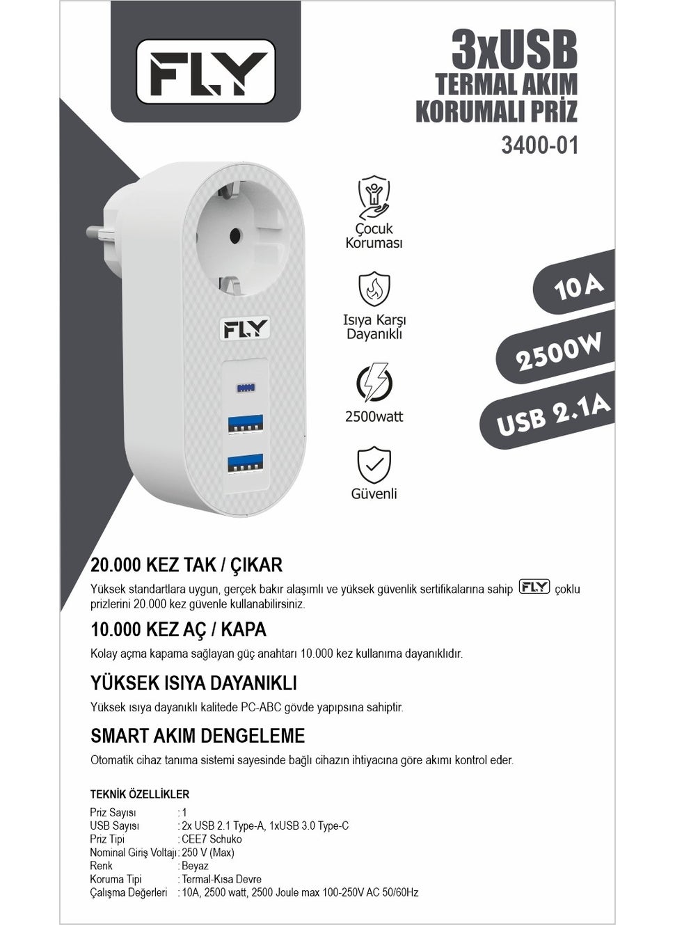 3400-01 Surge Protected 1xSocket 2xUsb 1xUsb Type-C Socket 2.1A - pzsku/ZF721D17726B3F6CAC3DAZ/45/_/1730593427/dffe920e-a8c8-4b5a-a06c-4b7b701bf26f