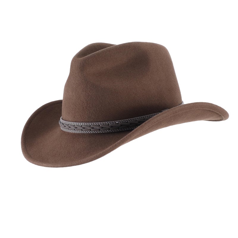 Home Prefer Classic Wool Fedora Hat with Leather Band Roll Up Wide Brim Western Cowboy Hat for Men Women (US, Numeric, 7 1/4, Dark Camel) - Image 2