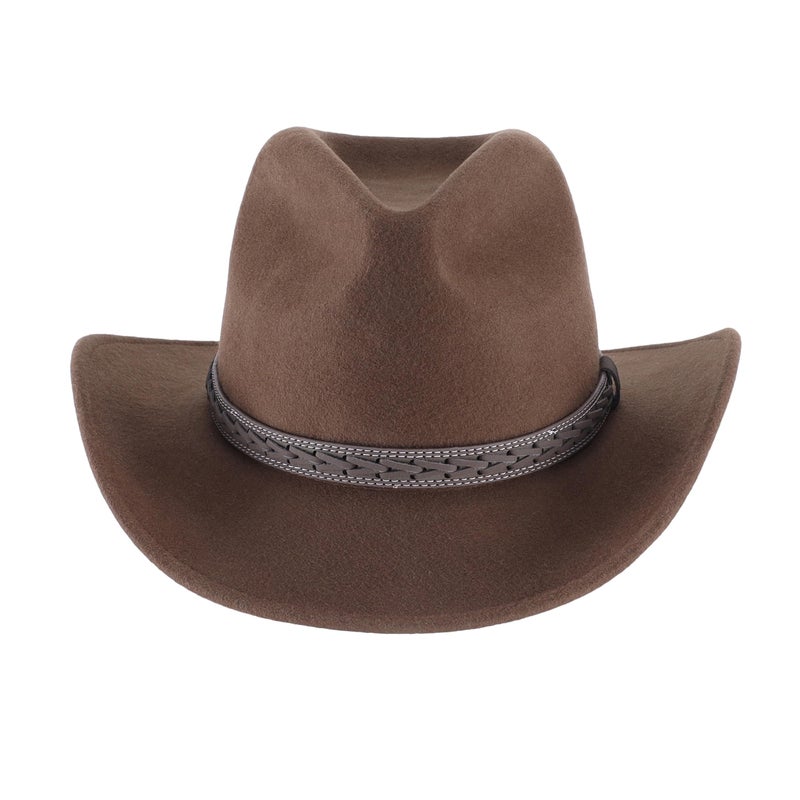 Home Prefer Classic Wool Fedora Hat with Leather Band Roll Up Wide Brim Western Cowboy Hat for Men Women (US, Numeric, 7 1/4, Dark Camel) - Image 3