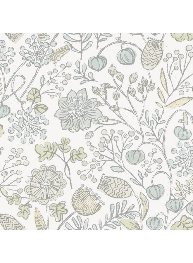 نو وولبيبر ورق جدران قابل للتقشير واللصق باللونين الأزرق والأخضر - Image 1