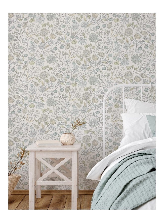 نو وولبيبر ورق جدران قابل للتقشير واللصق باللونين الأزرق والأخضر - Image 2