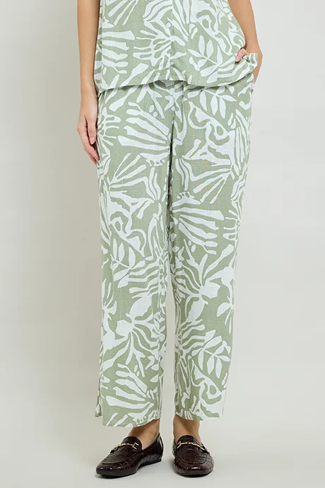 R&B Patterned Straight Fit Pants with Drawstring Waist