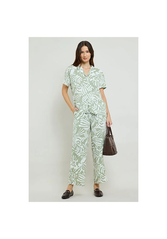 R&b Patterned Straight Fit Pants with Drawstring Waist