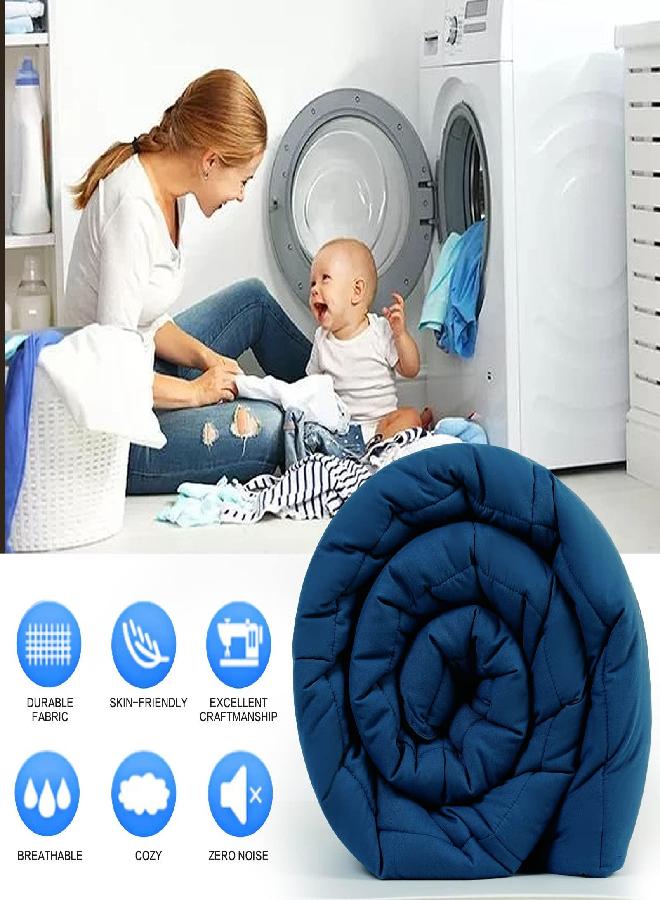 EASELAND All Season Queen Size Soft Quilted Down Alternative Comforter Reversible Duvet Insert with Corner Tabs,Winter Summer Warm Fluffy,Navy,88x88 inches