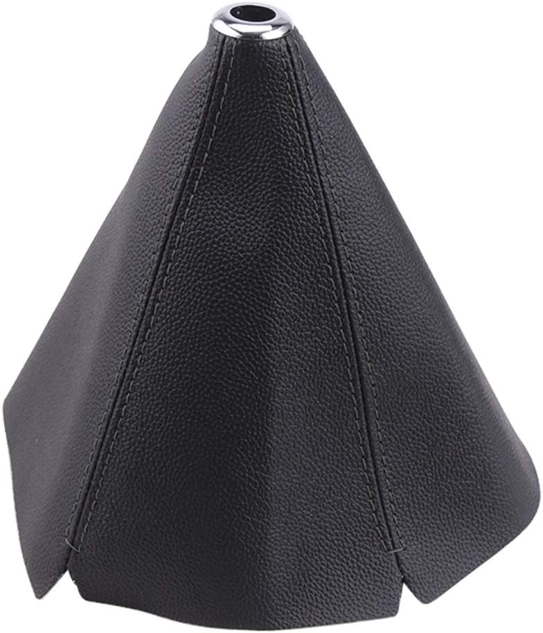 RASTP PU Leather Shift Boot Waterproof Shift Knob Dust Cove Universal for Manual/Auto with Red Stitching, Black - Image 1