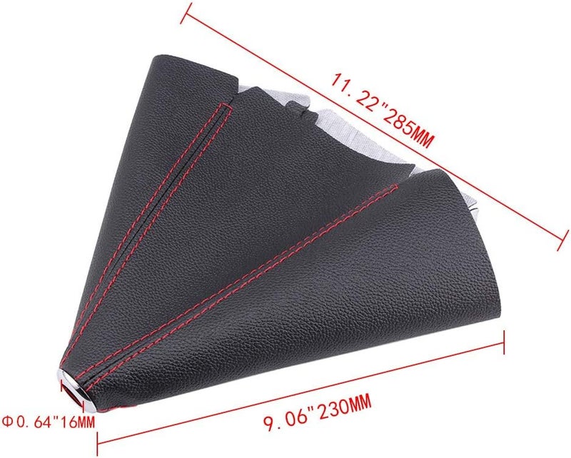 RASTP PU Leather Shift Boot Waterproof Shift Knob Dust Cove Universal for Manual/Auto with Red Stitching, Black - Image 2