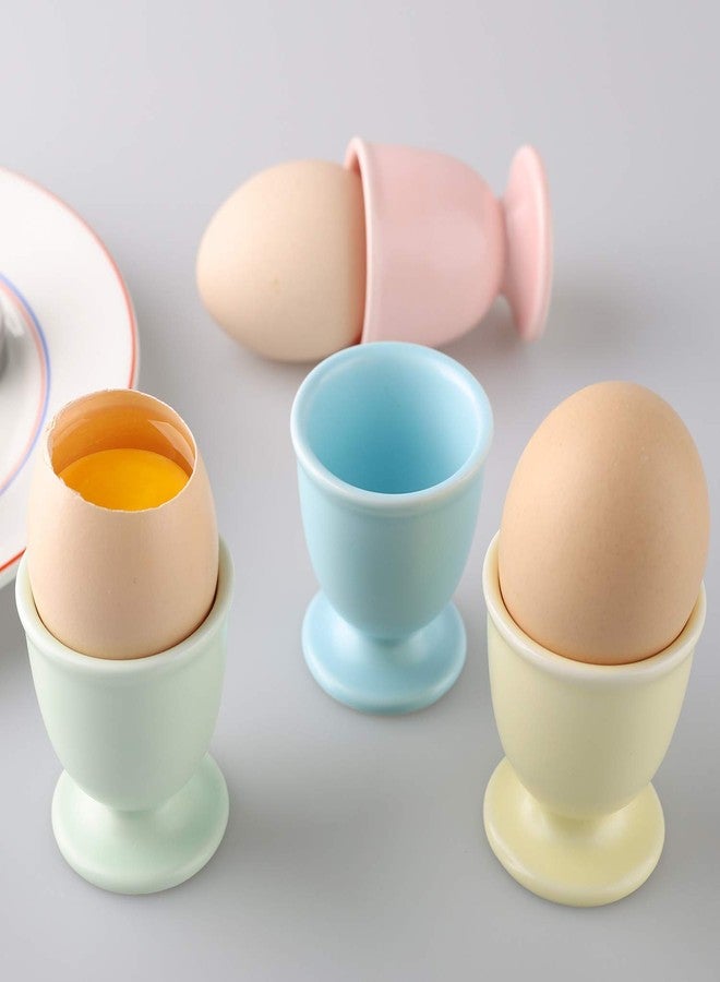 forkmannie Porcelain Egg Cups Ceramic Egg Stand Holders for Soft Boiled Eggs Set of 4 for Breakfast - Image 4