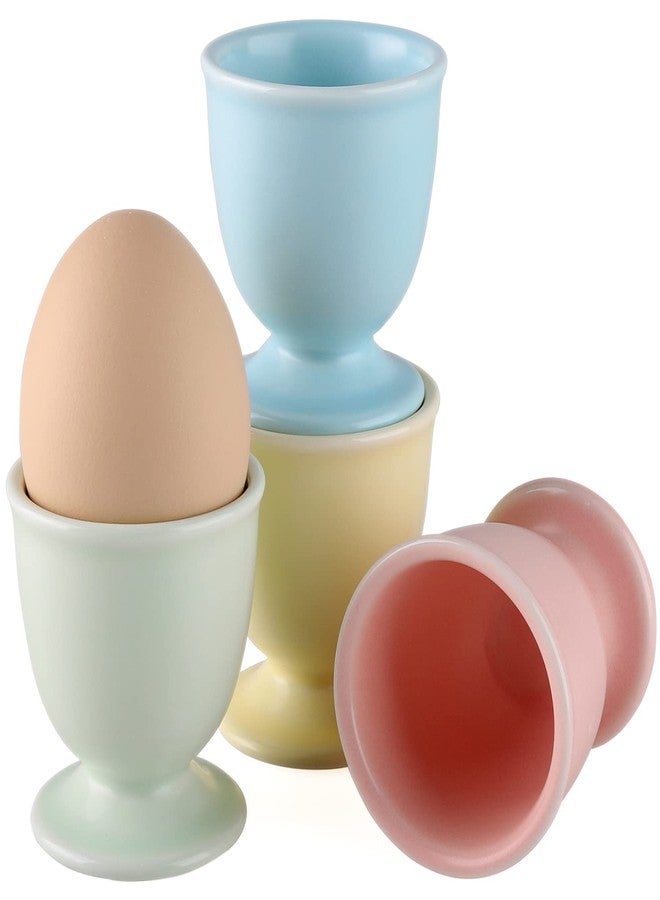 forkmannie Porcelain Egg Cups Ceramic Egg Stand Holders for Soft Boiled Eggs Set of 4 for Breakfast - Image 1