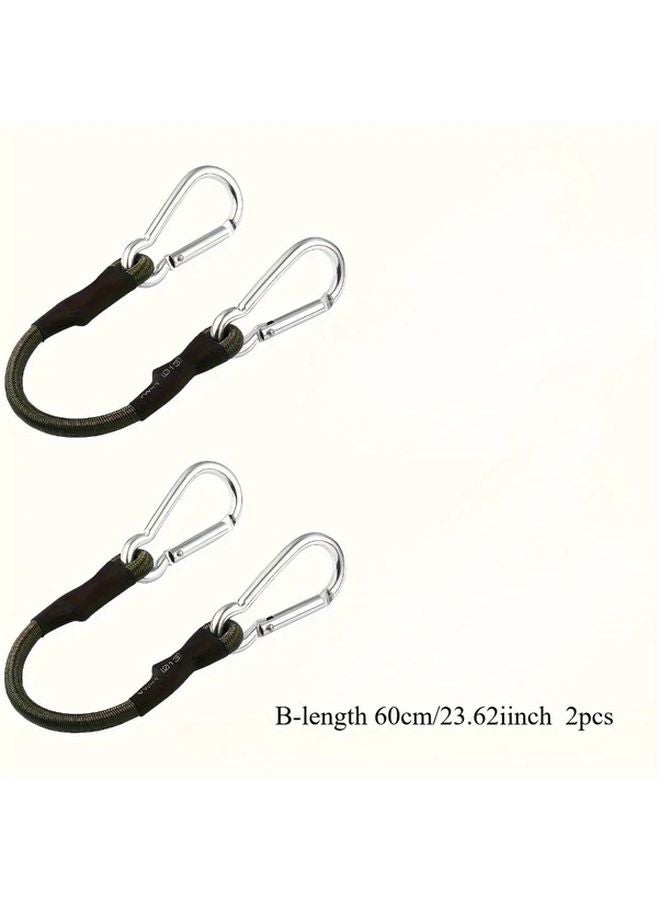 Heavy Duty Bungee Cord 2pcs 60cm 550lb Strength Elastic Rope with Carabiner for Camping Cargo Luggage - Image 1