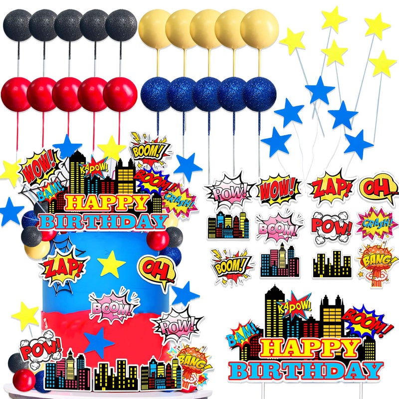 LAST HOE DOWN Superhero Cake Decorations City Cake Decorating Superhero Themed Party Decoration - Image 1
