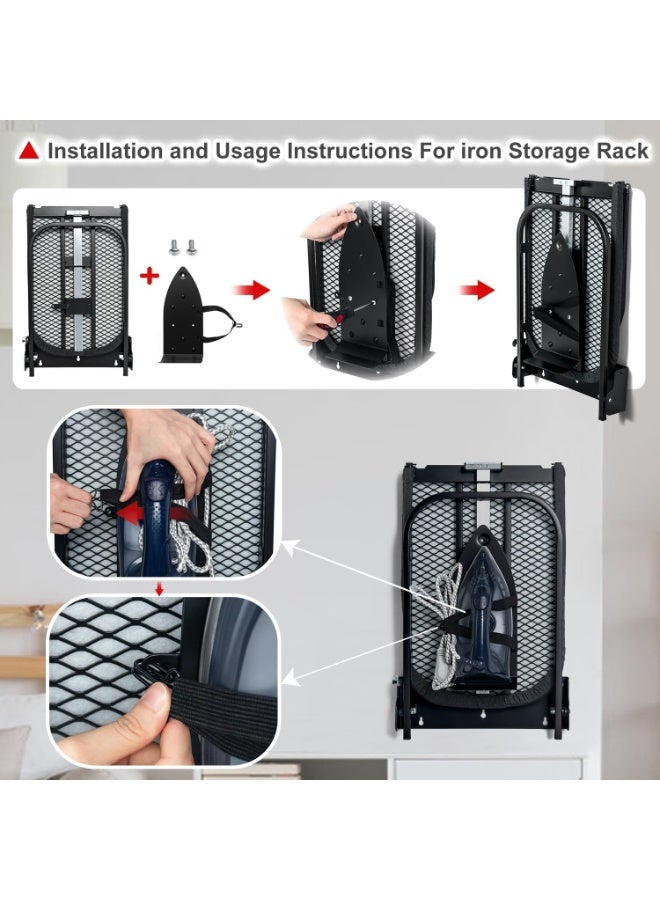 Beauenty Wall-Mounted Foldable Ironing Board with Iron Holder, Retractable Ironing Boards with Heat Resistant Cover, Space-Saving Iron Table, Easy to Install, Hardware Included - Image 5