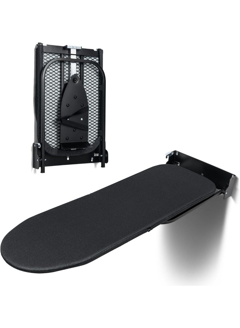 Beauenty Wall-Mounted Foldable Ironing Board with Iron Holder, Retractable Ironing Boards with Heat Resistant Cover, Space-Saving Iron Table, Easy to Install, Hardware Included - Image 1