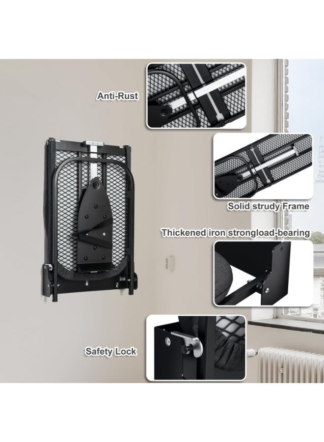 Beauenty Wall-Mounted Foldable Ironing Board with Iron Holder, Retractable Ironing Boards with Heat Resistant Cover, Space-Saving Iron Table, Easy to Install, Hardware Included - Image 4