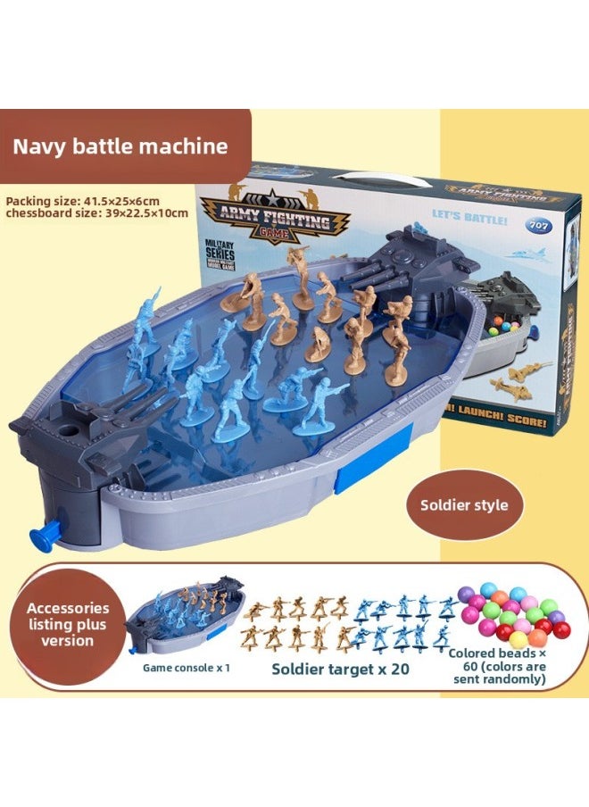 Generic - Children's Desktop Double Battle Plate Aircraft Carrier Ship Sea Army Ejection Bead Toy Girl Boy Parent-Child Interactive Game-Specification:(soldier Model) Ejection Machine 707-133 (additional Version) - Image 1