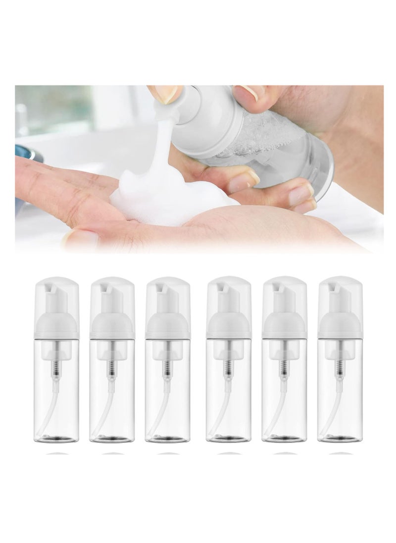 SYOSI 2oz Foam Pump Bottle, 6PCS Empty Travel Foaming Dispenser, Pump Bottle Dispenser, Mini Plastic Foam Dispenser Bottle, for Hand Soap, Lash Cleanser, Shampoo, Cosmetics Packaging, 60ml, Clear  - Image 1