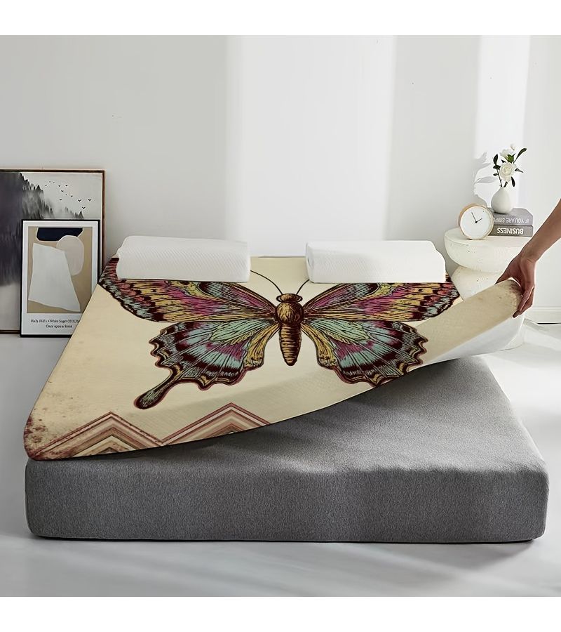 فراش رفيع بنقشة جناح فراشة، مطبوع رقميًا، مقاس 90×200 سم (35.43×78.74 بوصة)، سُمك 3.4 سم، بتصميم أنيق وسهل الاستخدام، مناسب لغرفة النوم، السكن الجامعي، والاستخدام الخارجي والسفر. قابل للطي، يوفر مساحة التخزين، ومريح للحمل، وحدة واحدة. - Image 5