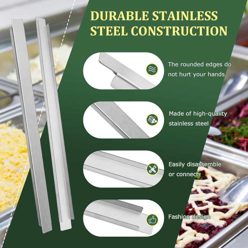 Philbinden 6 Pcs Stainless Steel Adaptor 12 Inch Metal Table Adapter Bar Long Divider for Hotel Restaurant Catering Home Commercial Food Service Accessories - Image 3