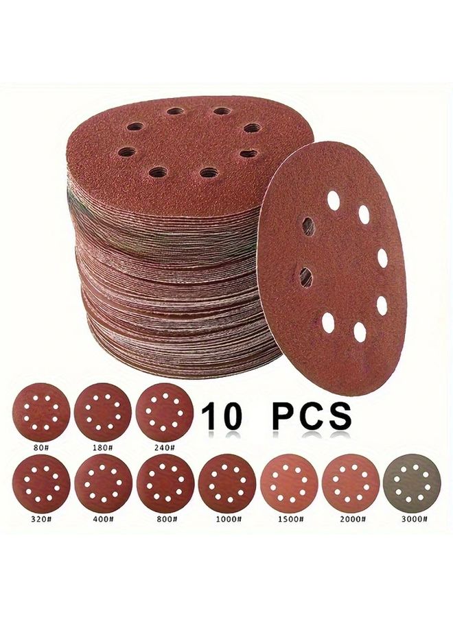 10pcs 80 to 3000 Grit Sanding Discs with 8 Hole Hook Loop Design for Polishing - Image 1