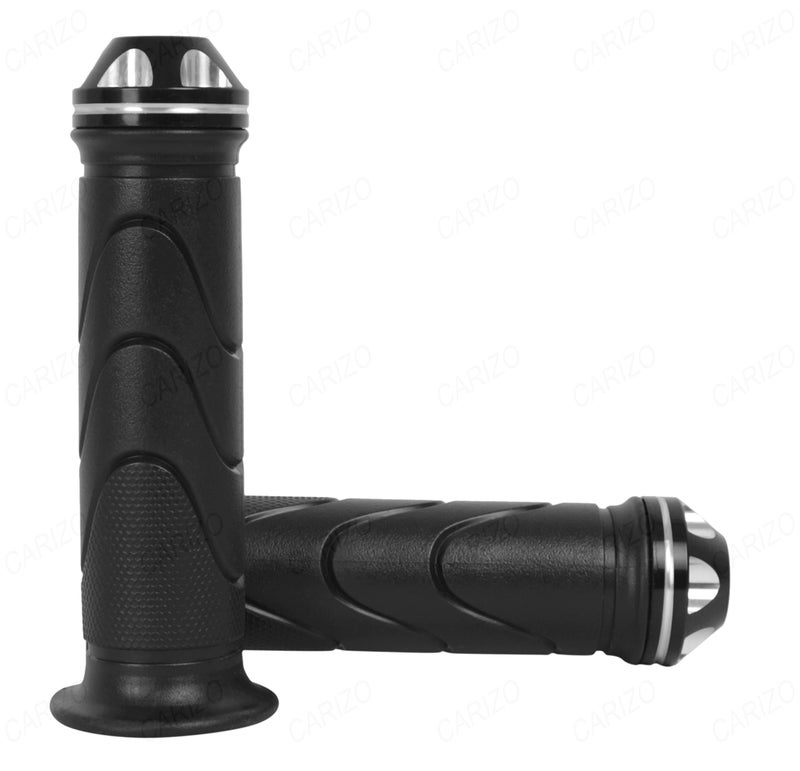 AUTOVEA Motorcycle Handle Grips/Cover, Anti Slip (Design - Diamond Black & Silver) Compatible with All Indian Bikes | Motorcycles | RE Bullets - Image 1