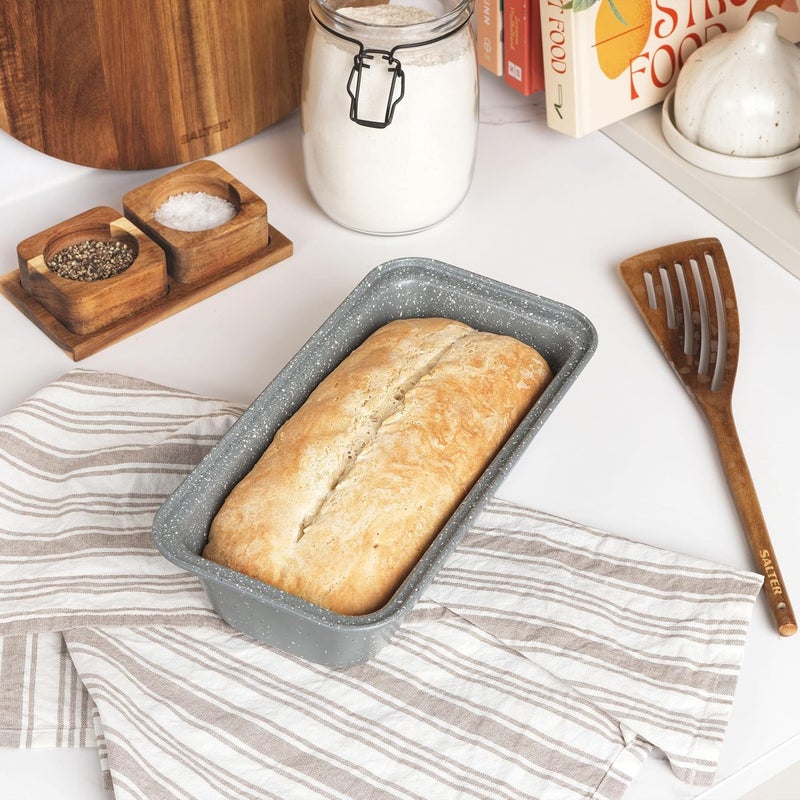 Salter BW02776G Non-Stick Loaf Baking Pan, Marblestone Collection, Perfect for Bread, Malt Loaf & Cakes, Oven Safe Up to 220°C/Gas Mark 7, Easy to Clean, Strong and Durable, Carbon Steel, Grey, 27 cm User feedback upgraded quality - Image 3