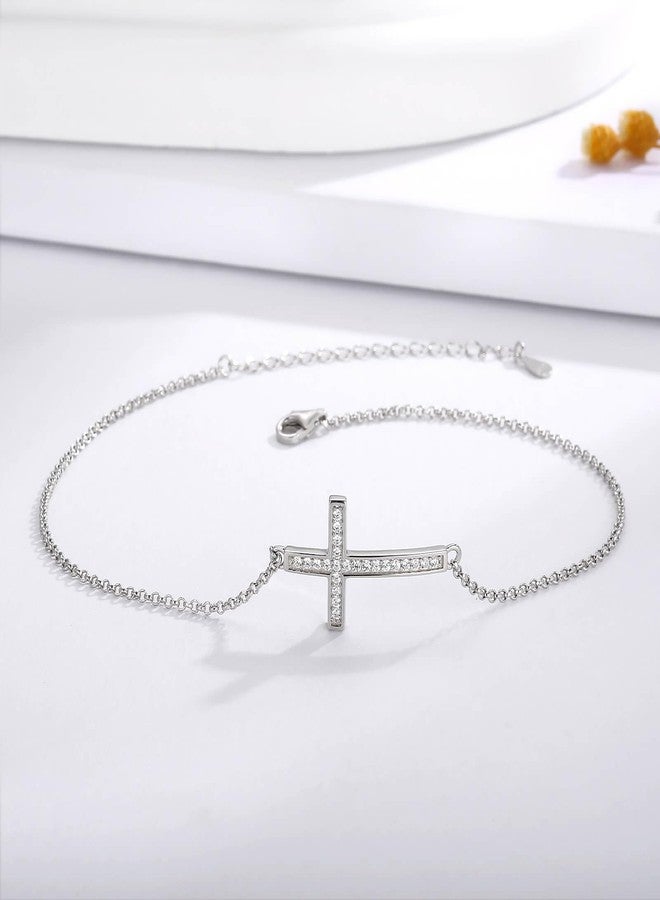 Sariel Cross Anklets for Women 925 Sterling Silver Adjustable Faith Ankle Bracelets 9+2 Inch - Image 3