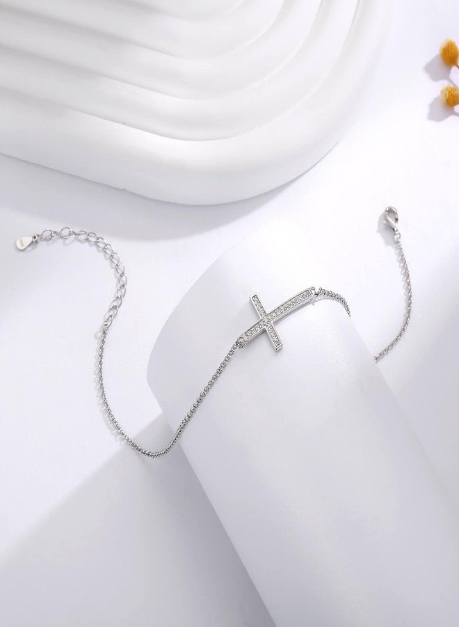 Sariel Cross Anklets for Women 925 Sterling Silver Adjustable Faith Ankle Bracelets 9+2 Inch - Image 2