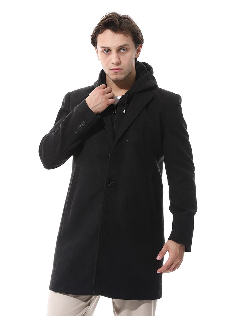 Andora Gogh Hooded Double Closure Coat_Black - Image 1