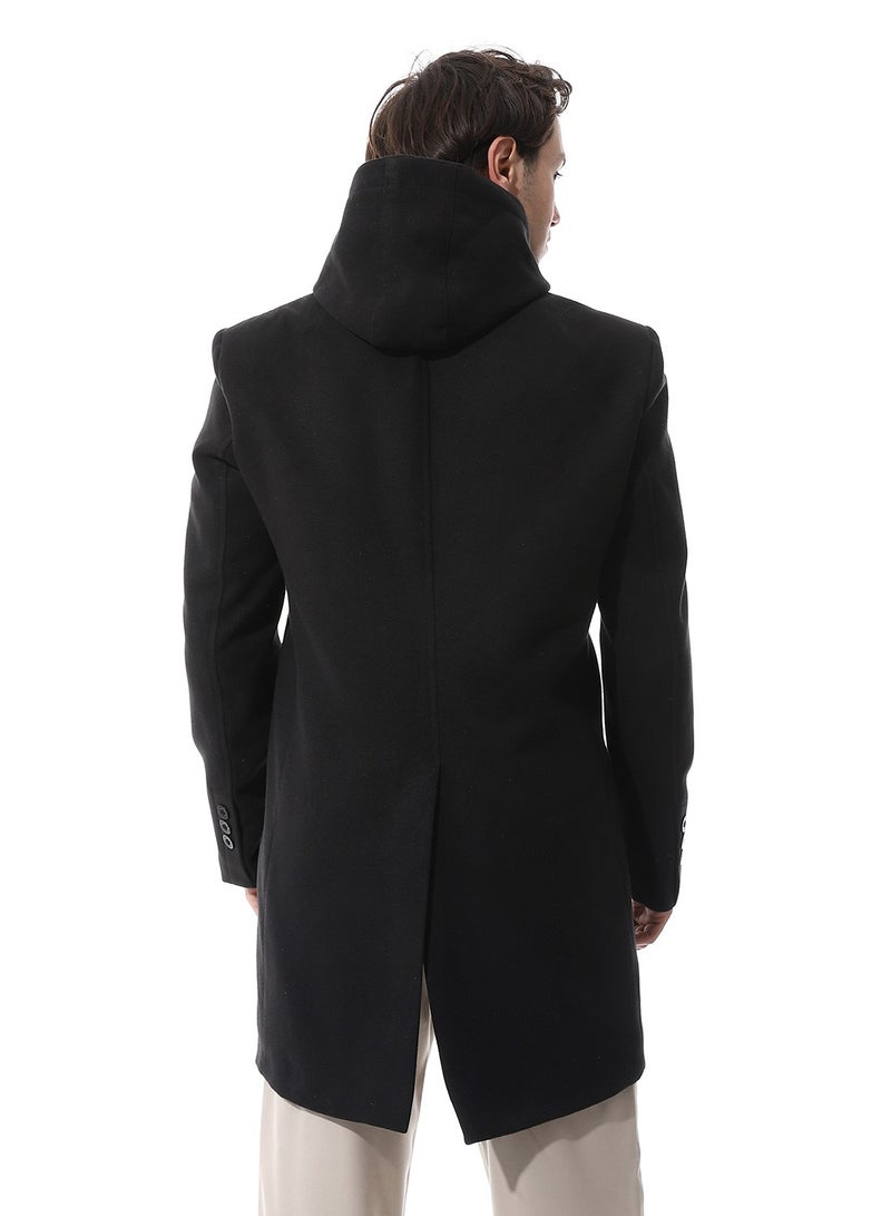 Andora Gogh Hooded Double Closure Coat_Black - Image 3