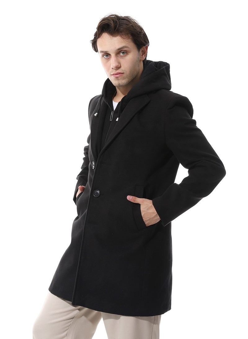 Andora Gogh Hooded Double Closure Coat_Black - Image 2