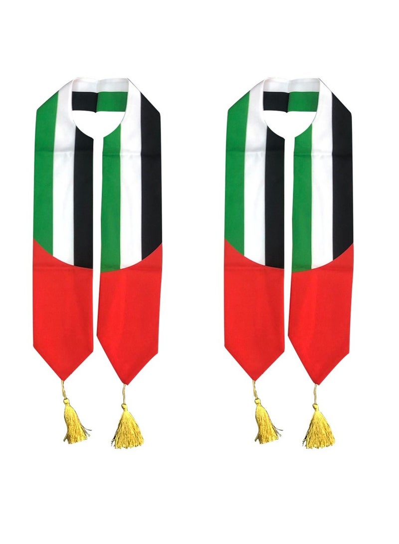 يوويل مجموعة مكونة من قطعتين وشاح علم الإمارات العربية المتحدة لليوم الوطني للأطفال مقاس 120 × 11 سم - Image 1