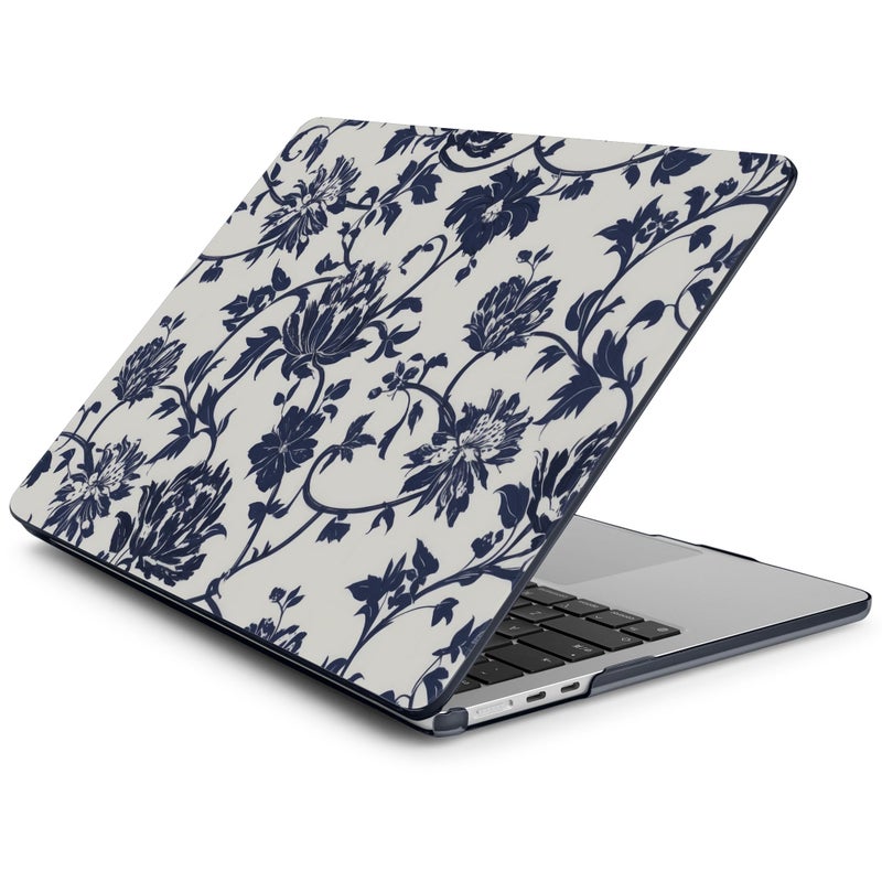 Batianda Case for New MacBook Air 15 inch 2025 M4 2024 2023 Model A3241 A3114 M3 A2941 M2,Slim Lightweight Protective Shell with Creative Pattern with Keyboard Cover & Screen Protector, Navy Flowers - Image 3