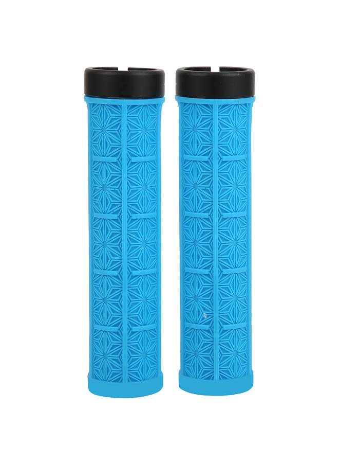1Pair Mountain Bike Silicone Handlebar Grip Cover Unilateral Locked Non-slip Bicycle Accessory(blue )