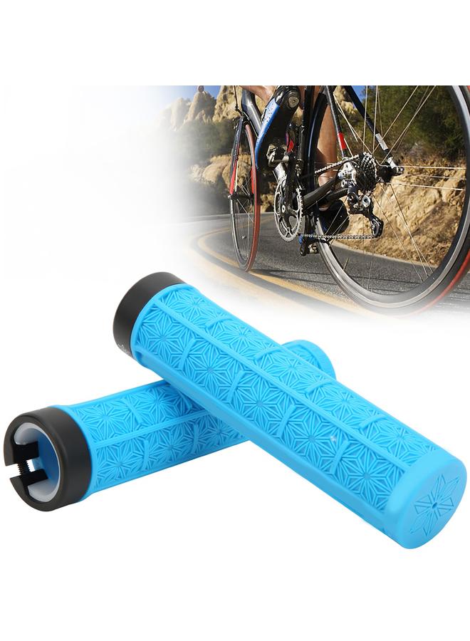 1Pair Mountain Bike Silicone Handlebar Grip Cover Unilateral Locked Non-slip Bicycle Accessory(blue )