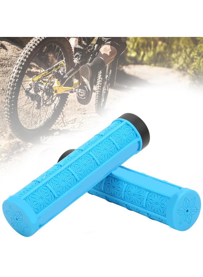 1Pair Mountain Bike Silicone Handlebar Grip Cover Unilateral Locked Non-slip Bicycle Accessory(blue )