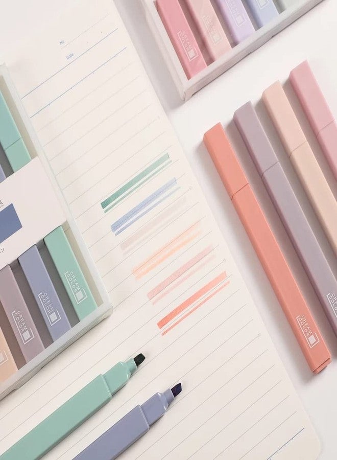 kunya® 6 Pcs Aesthetic Cute Highlighters no bleed Dry Fast Easy to Hold, Mild Assorted Colors With Soft Chisel Tip for Journal Bible Planner Notes School Office Supplie - Image 3