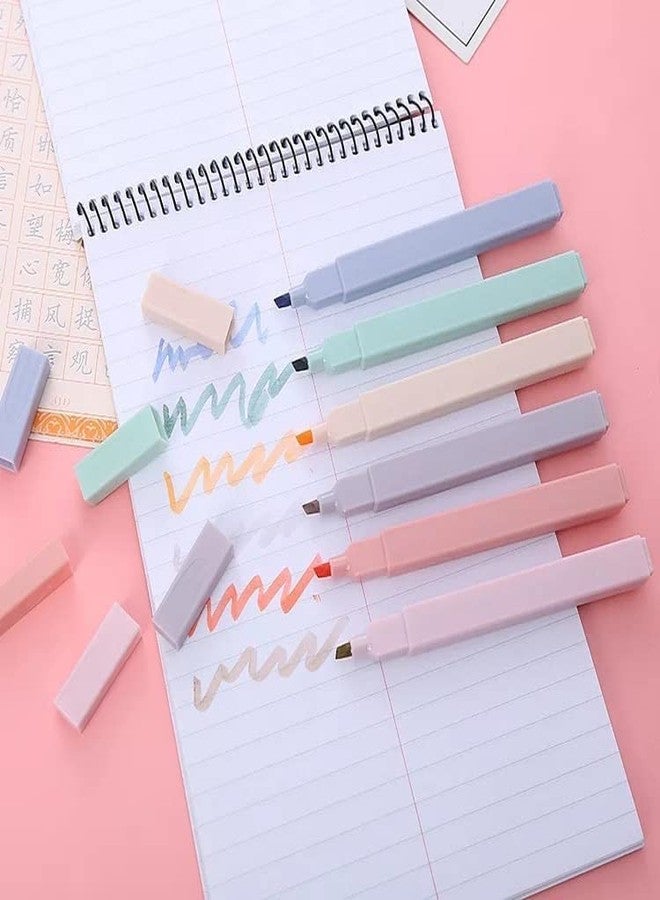 kunya® 6 Pcs Aesthetic Cute Highlighters no bleed Dry Fast Easy to Hold, Mild Assorted Colors With Soft Chisel Tip for Journal Bible Planner Notes School Office Supplie - Image 2