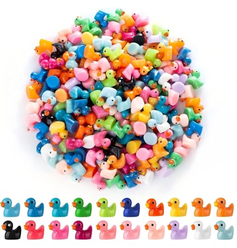 GALAOMA 200PCS Mini Resin Ducks Tiny Garden Micro Landscape Ornament Dollhouse DIY Decor Aquarium Party Prank Christmas Birthday Craft Bulk Little Potted Hide and Seek Game Figurines Potted Charms - Image 1