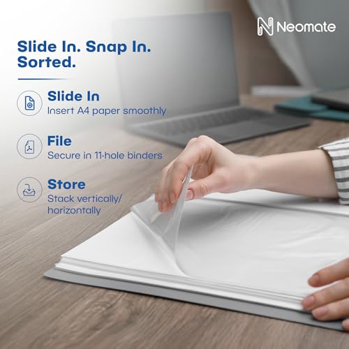Neomate Heavy Duty 100 Micron Document Sleeves | 50 Pcs A4 Transparent Sheet Protectors with 11-Hole Punched for Ring Files | Waterproof Clear Sleeves for Certificates & Documents - Image 3