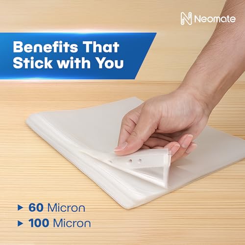 Neomate Heavy Duty 100 Micron Document Sleeves | 50 Pcs A4 Transparent Sheet Protectors with 11-Hole Punched for Ring Files | Waterproof Clear Sleeves for Certificates & Documents - Image 4
