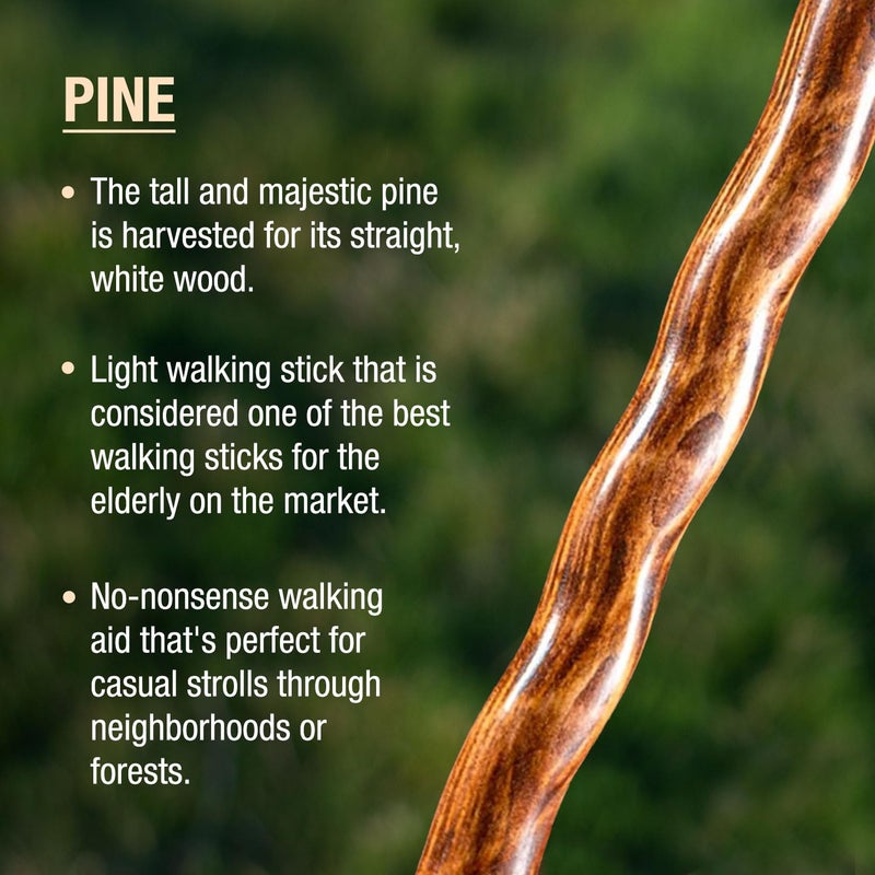 Brazos 55" Texas Traveler Brazos Walking Stick â€“ Handcrafted Red Pine Wooden Walking Sticks for Seniors Balance, Lightweight & Durable Wooden Walking Sticks for Hiking, Walking Sticks for Women and Men - Image 3