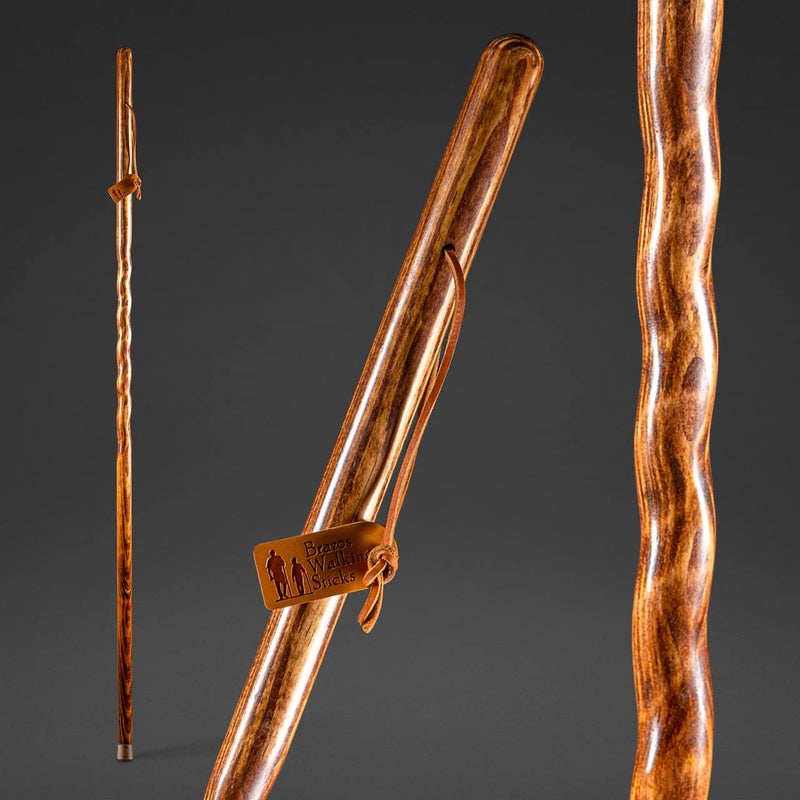 Brazos 55" Texas Traveler Brazos Walking Stick â€“ Handcrafted Red Pine Wooden Walking Sticks for Seniors Balance, Lightweight & Durable Wooden Walking Sticks for Hiking, Walking Sticks for Women and Men - Image 1