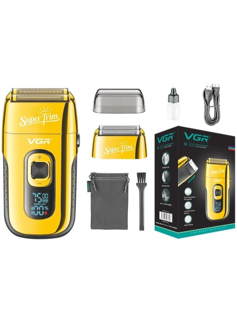 VGR Professional Foil Shaver (Model V-332), Dual Independent Floating Foils, LED Display, USB Rechargeable, Gold. gold - Image 1